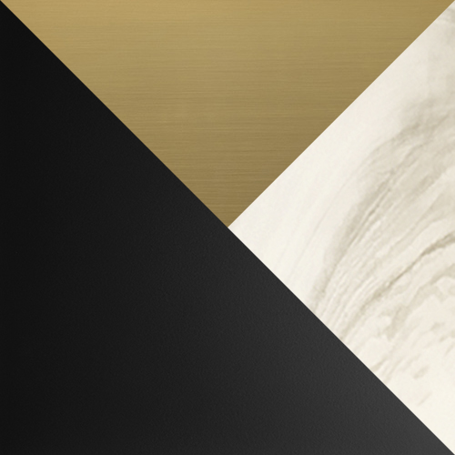 Satin Black with Brushed Brass and Matt Alabaster Glass. Custom Finishes Available.